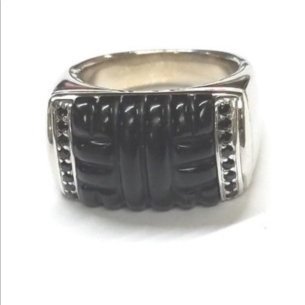 John Hardy Sterling Silver Onyx & Sapphire Ring